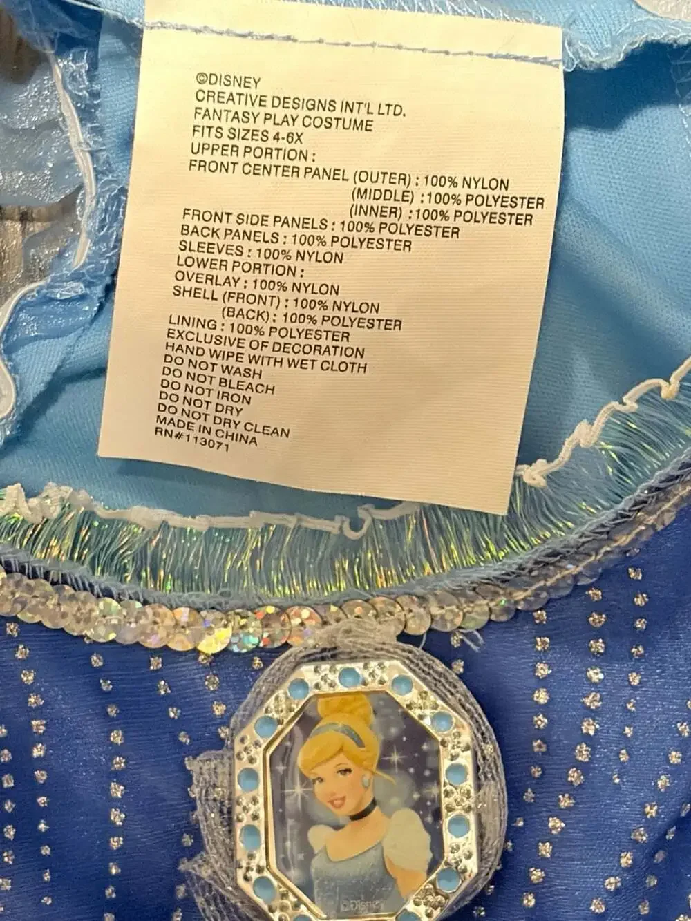 Disney Princess Cinderella Light-Up Costume Dress Size 4-6X